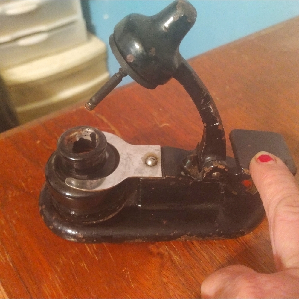 Antique Mechanical Cast Iron Inkwell